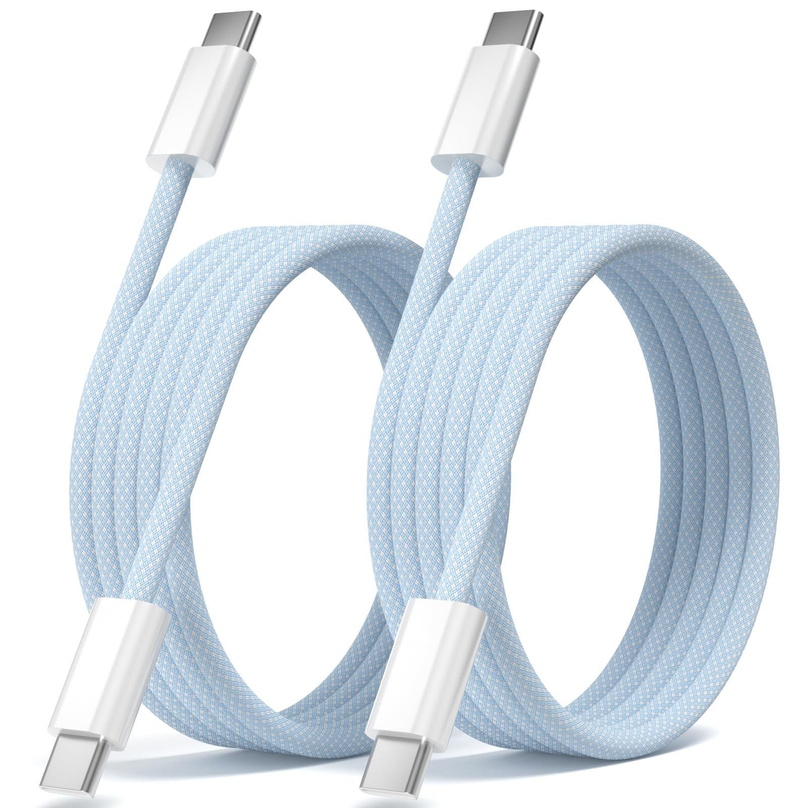 Premium Braided USB-C to USB-C Cable – 60W Fast Charge & Data Sync – Blue / Blush Pink