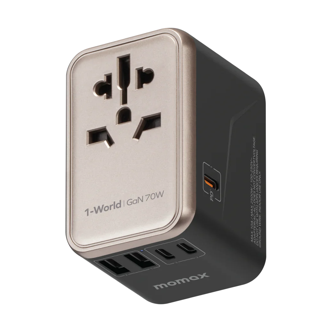 1-World Universal 5-Port Travel GaN Charger 70W