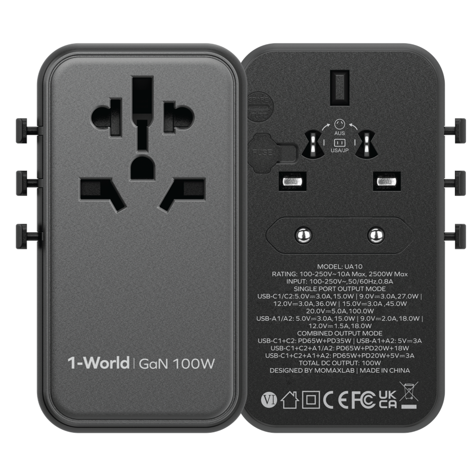 1-World Universal 4-Port Travel GaN Charger 100W - Image 3