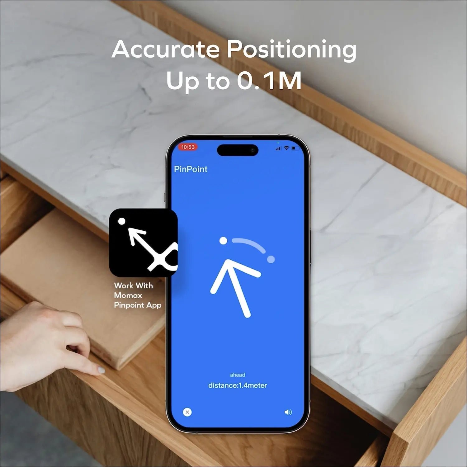 PinCard Ultra Mini Rechargeable Find My Mini Locator with UWB - Image 4