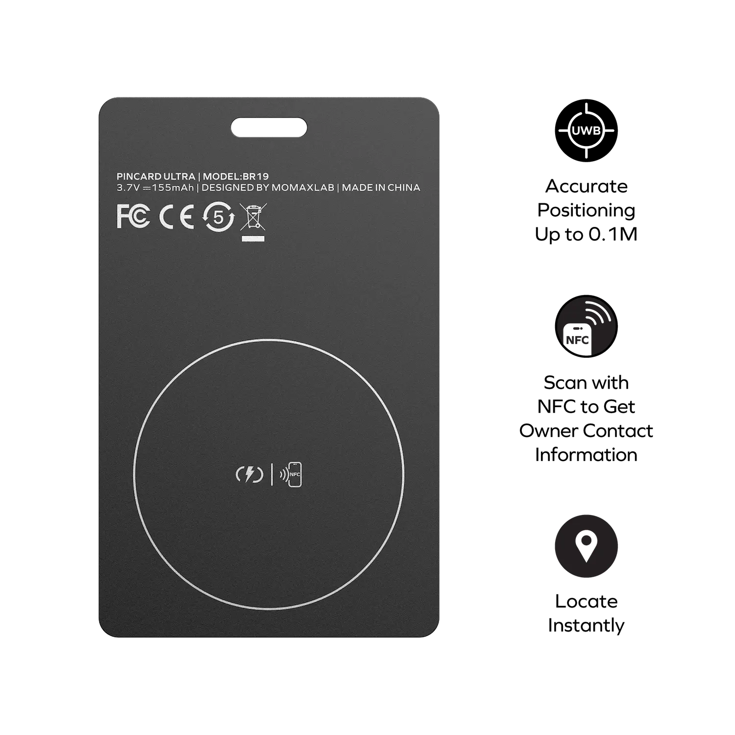 PinCard Ultra Rechargeable Find My Locator with UWB - Image 2