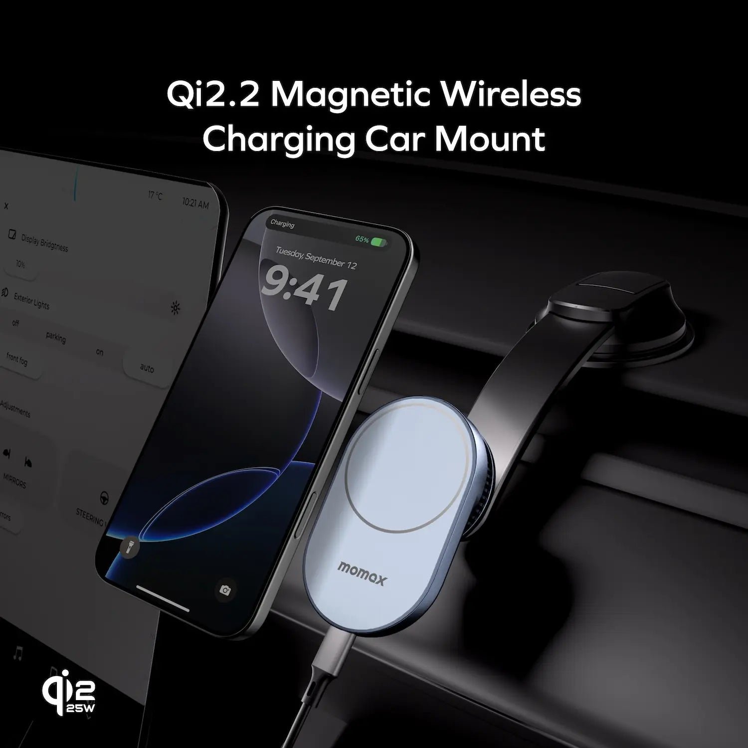 1-Move Q.Mag 25W Magnetic Wireless Charging Car Mount - Image 4