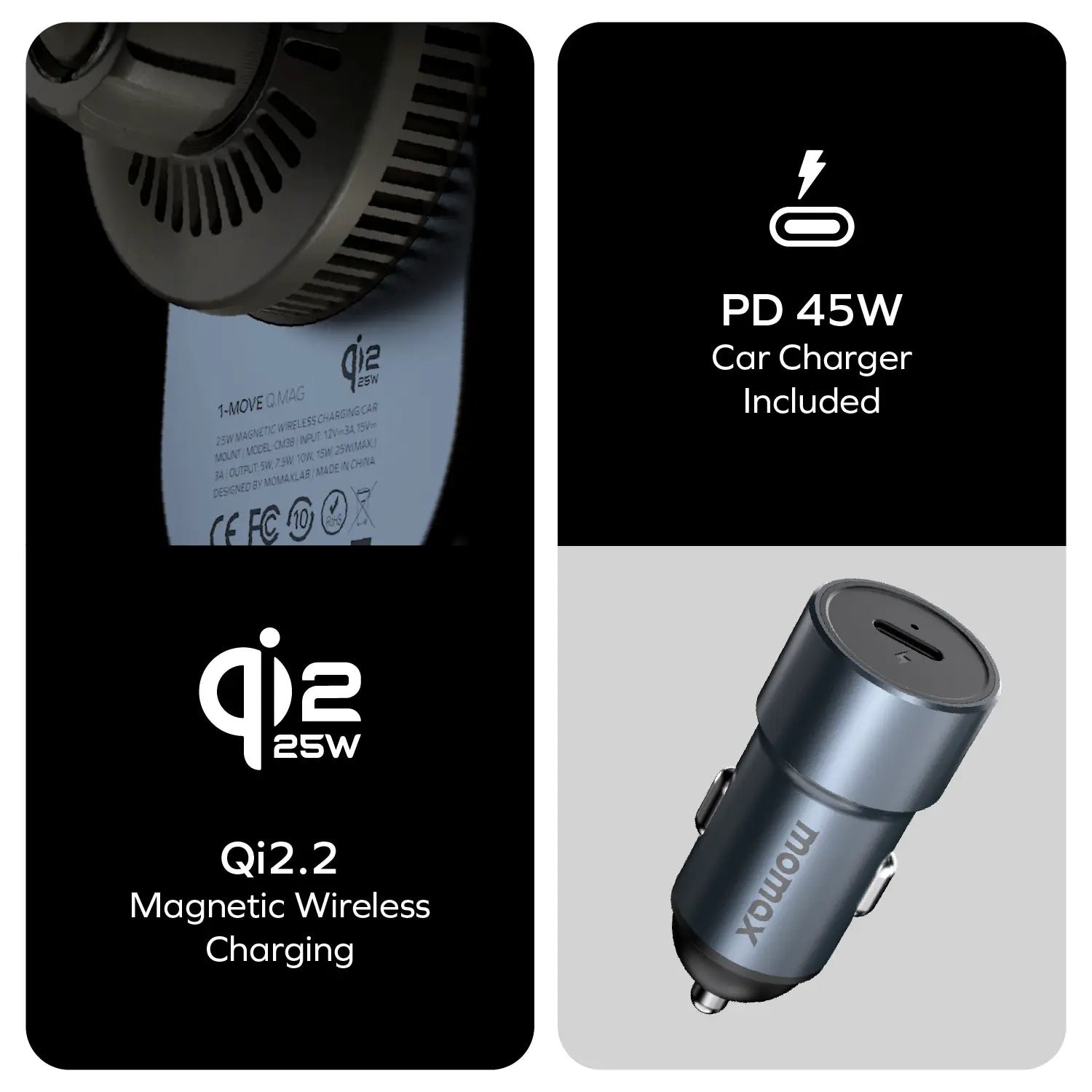 1-Move Q.Mag 25W Magnetic Wireless Charging Car Mount - Image 3