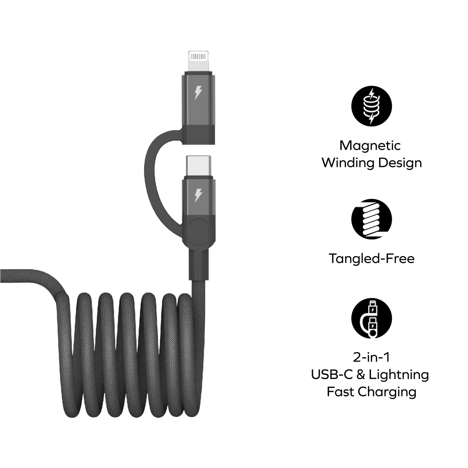 Mag.Link Duo Magnetic USB-C to USB-C & Lightning Cable 60W Up to 2m - Image 6