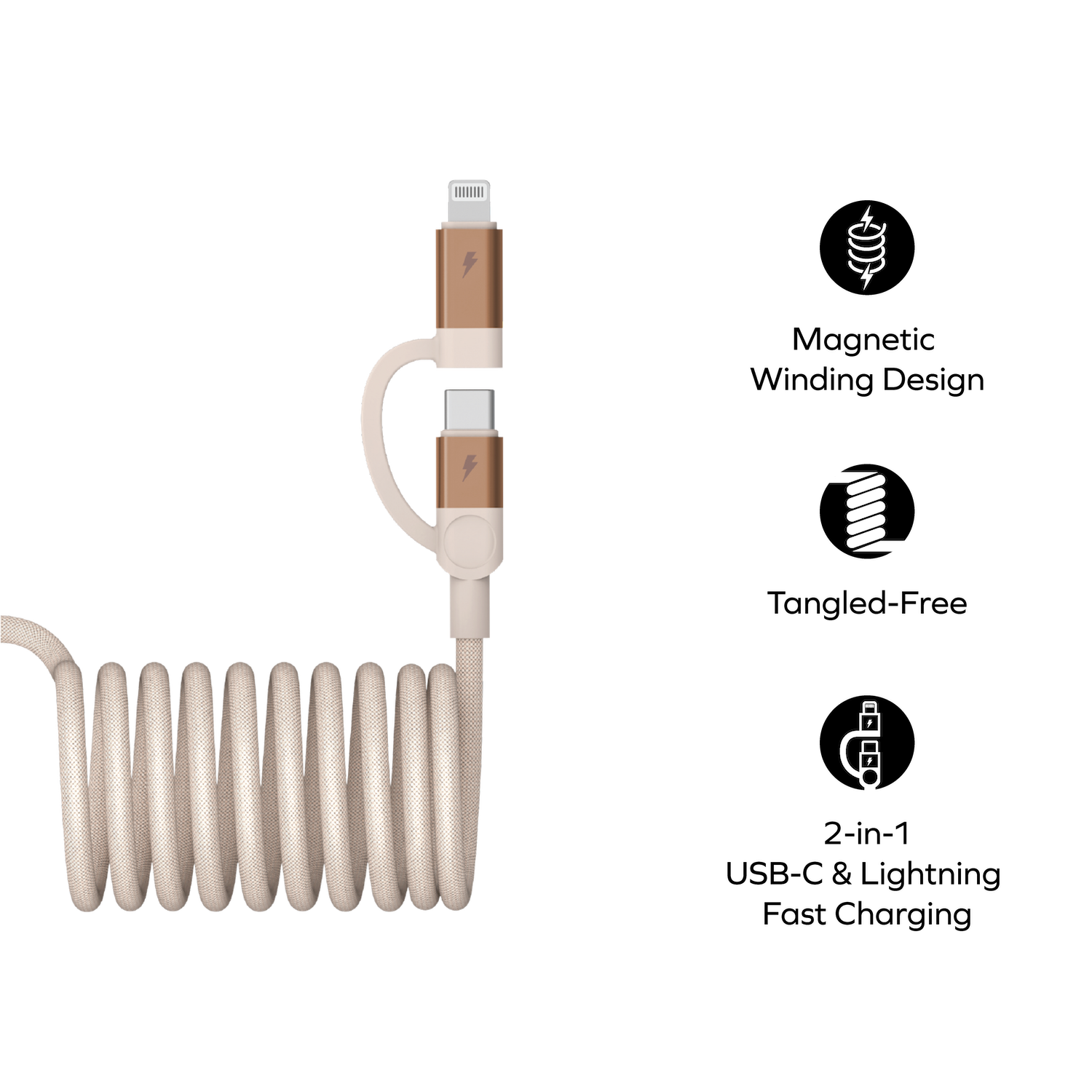 Mag.Link Duo Magnetic USB-C to USB-C & Lightning Cable 60W Up to 2m - Image 3