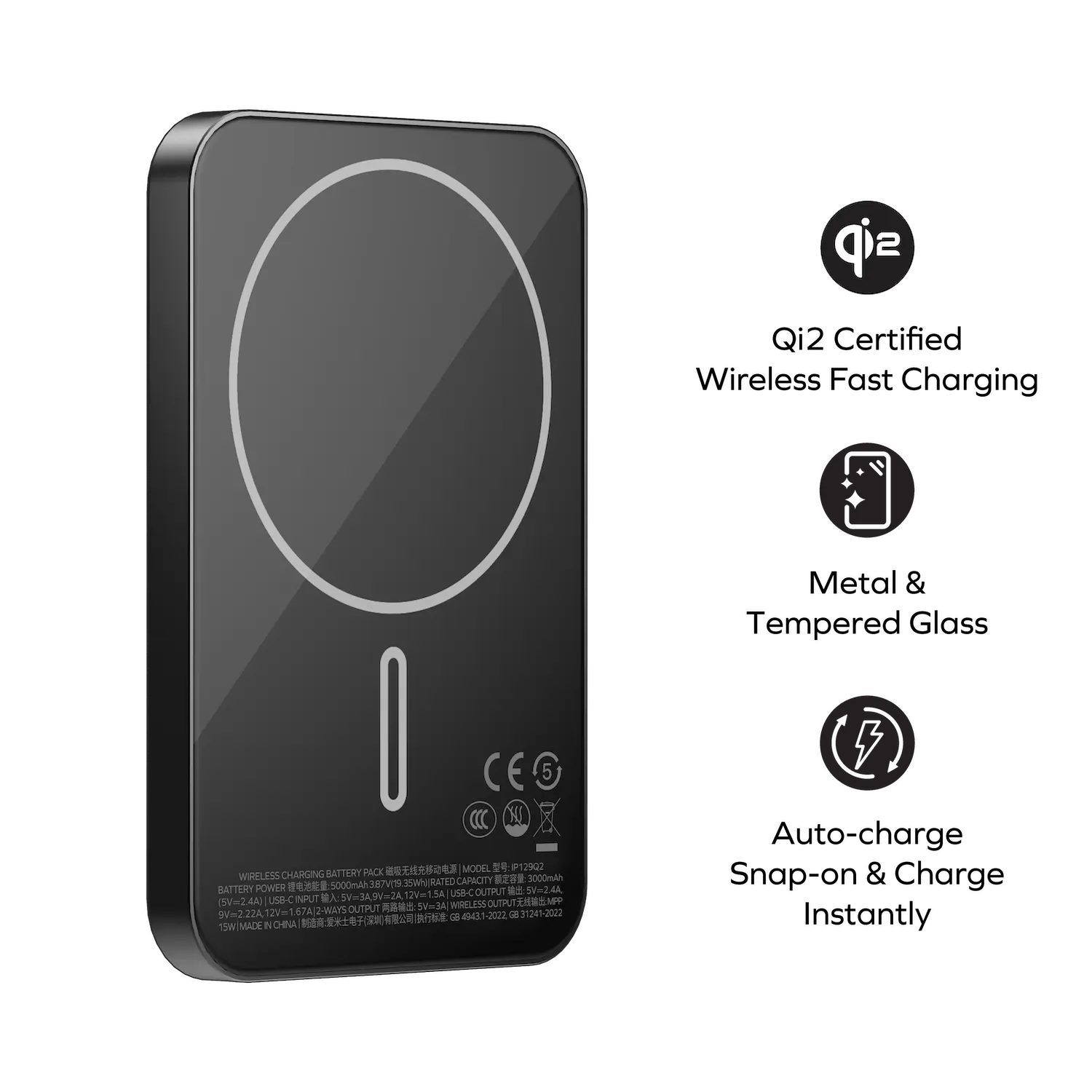 1-Power Q.Pass Qi2 Magnetic Wireless Power Bank 5000mAh - Image 7