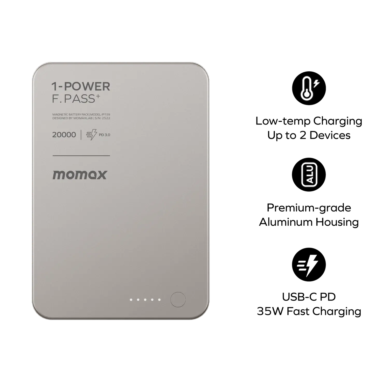 1-Power F.Pass⁺ 20000mAh Battery Pack with Built-in Cable and Magnetic Attachment - Image 3