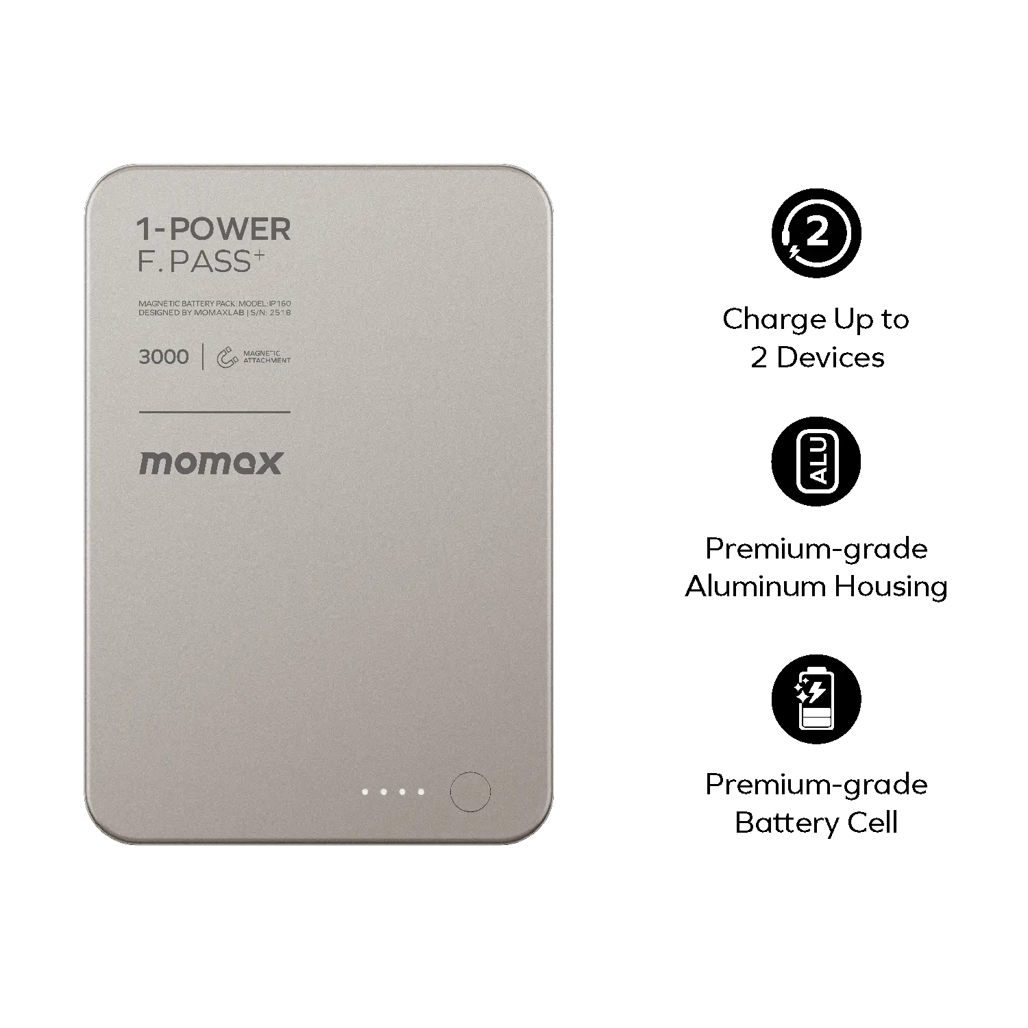 1-Power F.Pass⁺ 3000mAh Magnetic Battery Pack with Built-in Cable - Image 3