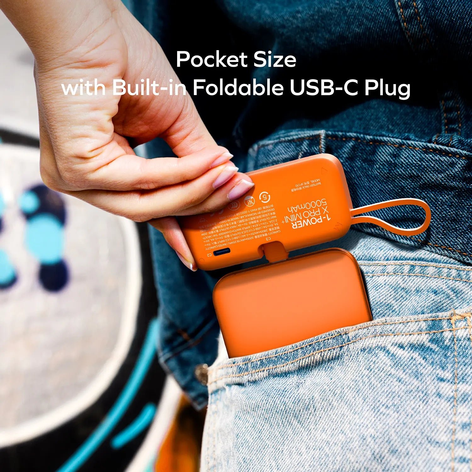 1-Power X Pro Mini⁺ 5000mAh Integrated Foldable USB-C Plug and Built-In USB-C Cable Battery Pack with Apple Watch Fast Charger - Image 7