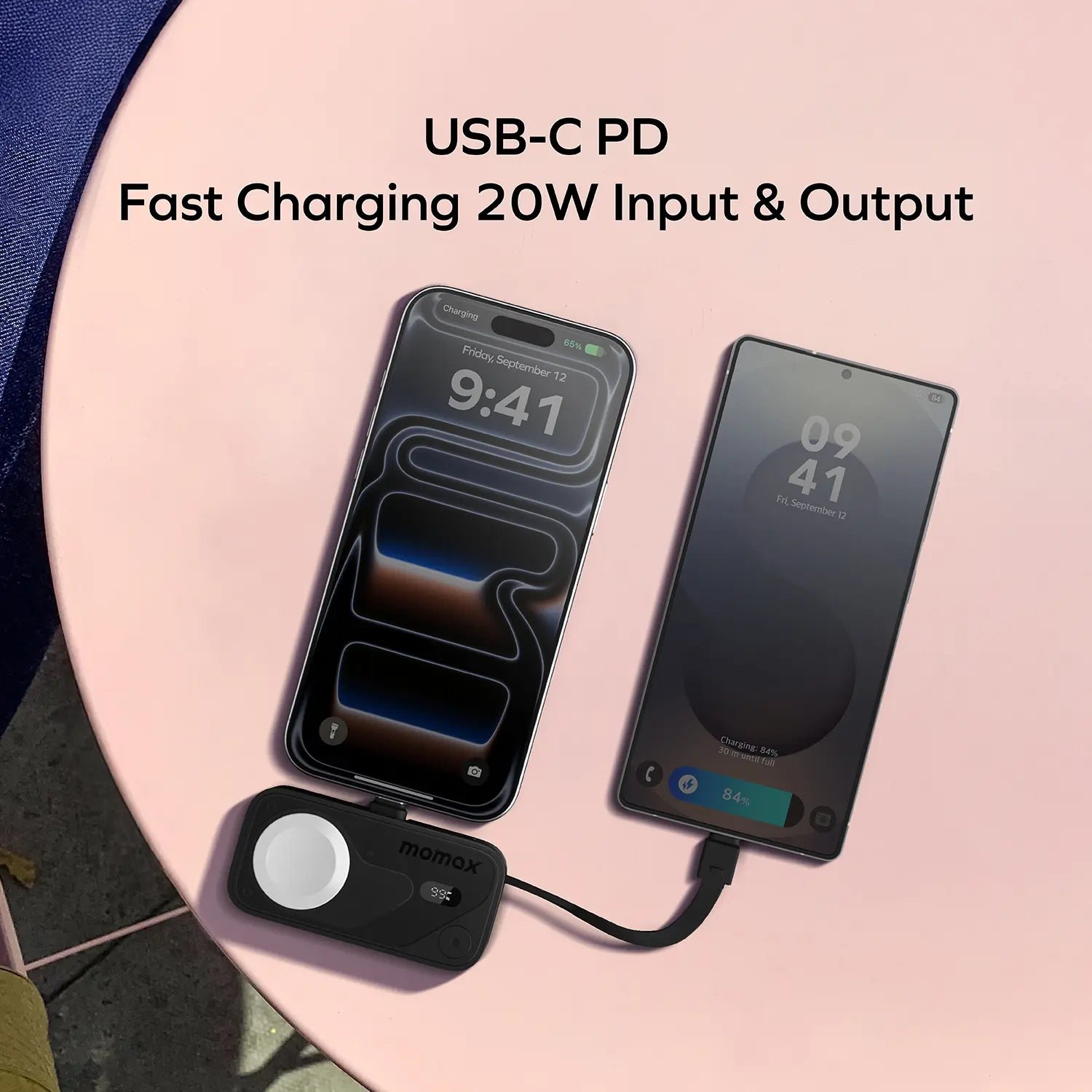 1-Power X Pro Mini⁺ 5000mAh Integrated Foldable USB-C Plug and Built-In USB-C Cable Battery Pack with Apple Watch Fast Charger - Image 9