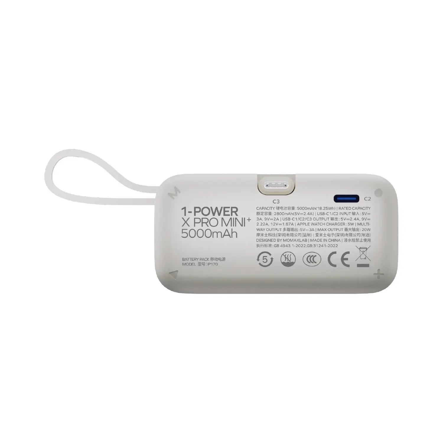 1-Power X Pro Mini⁺ 5000mAh Integrated Foldable USB-C Plug and Built-In USB-C Cable Battery Pack with Apple Watch Fast Charger - Image 15