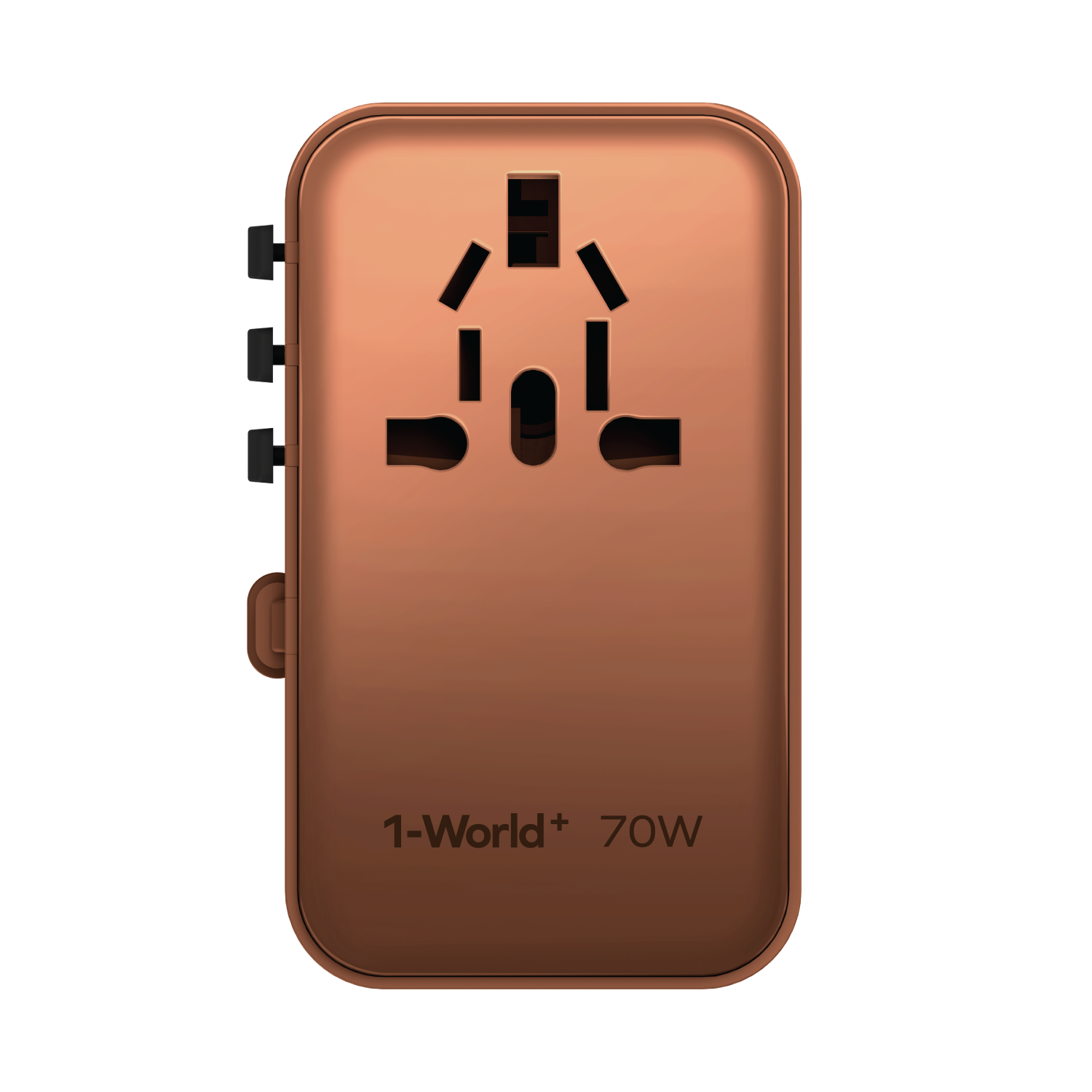 1-World+ 3-Port Travel GaN Charger With Built-in USB-C Cable 70W - Image 6