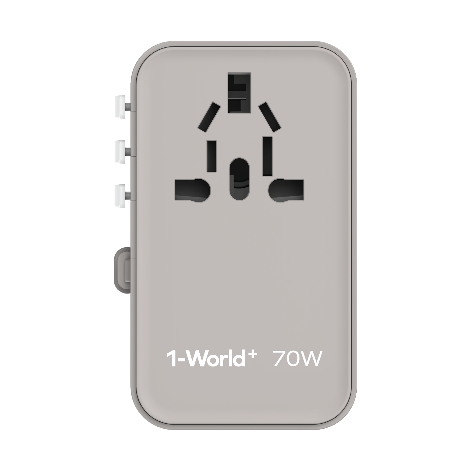 1-World+ 3-Port Travel GaN Charger With Built-in USB-C Cable 70W - Image 3