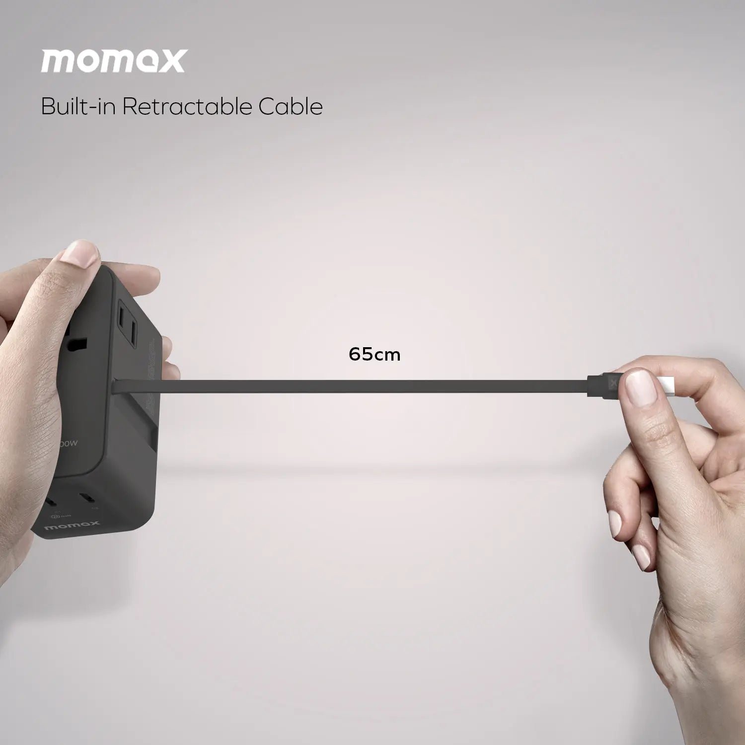 1-World²⁺ 4-Port Mini Universal Travel GaN Charger with Built-In Retractable Cable 100W with Dual AC - Image 9