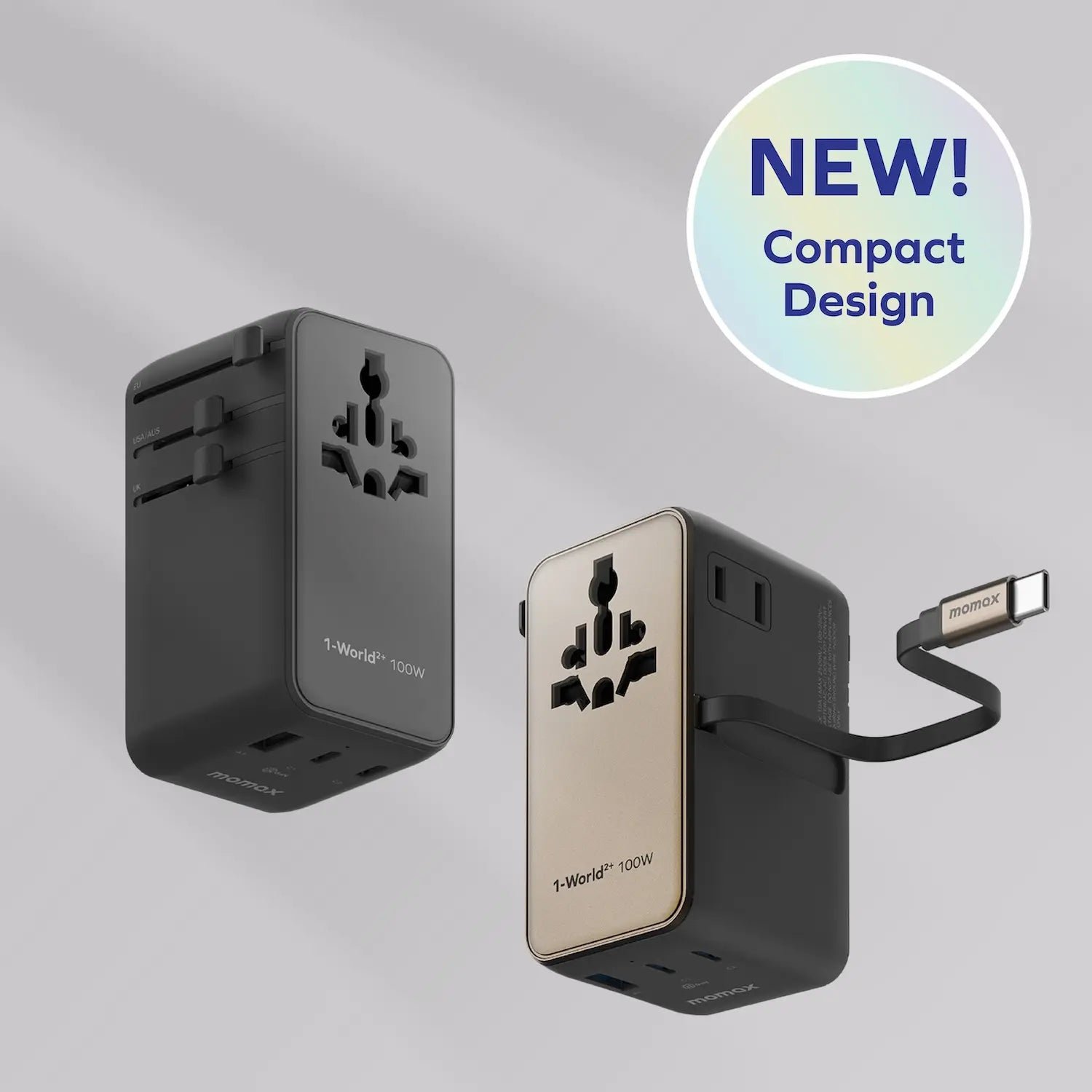 1-World²⁺ 4-Port Mini Universal Travel GaN Charger with Built-In Retractable Cable 100W with Dual AC - Image 8
