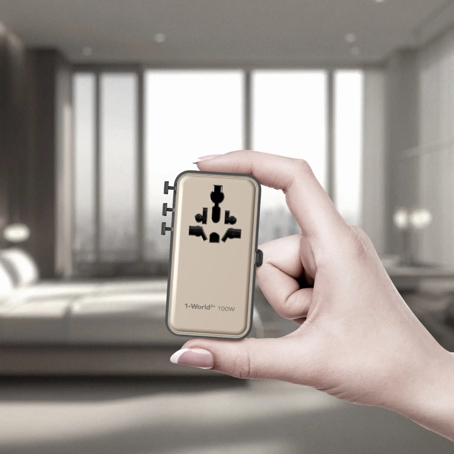 1-World²⁺ 4-Port Mini Universal Travel GaN Charger with Built-In Retractable Cable 100W with Dual AC - Image 10