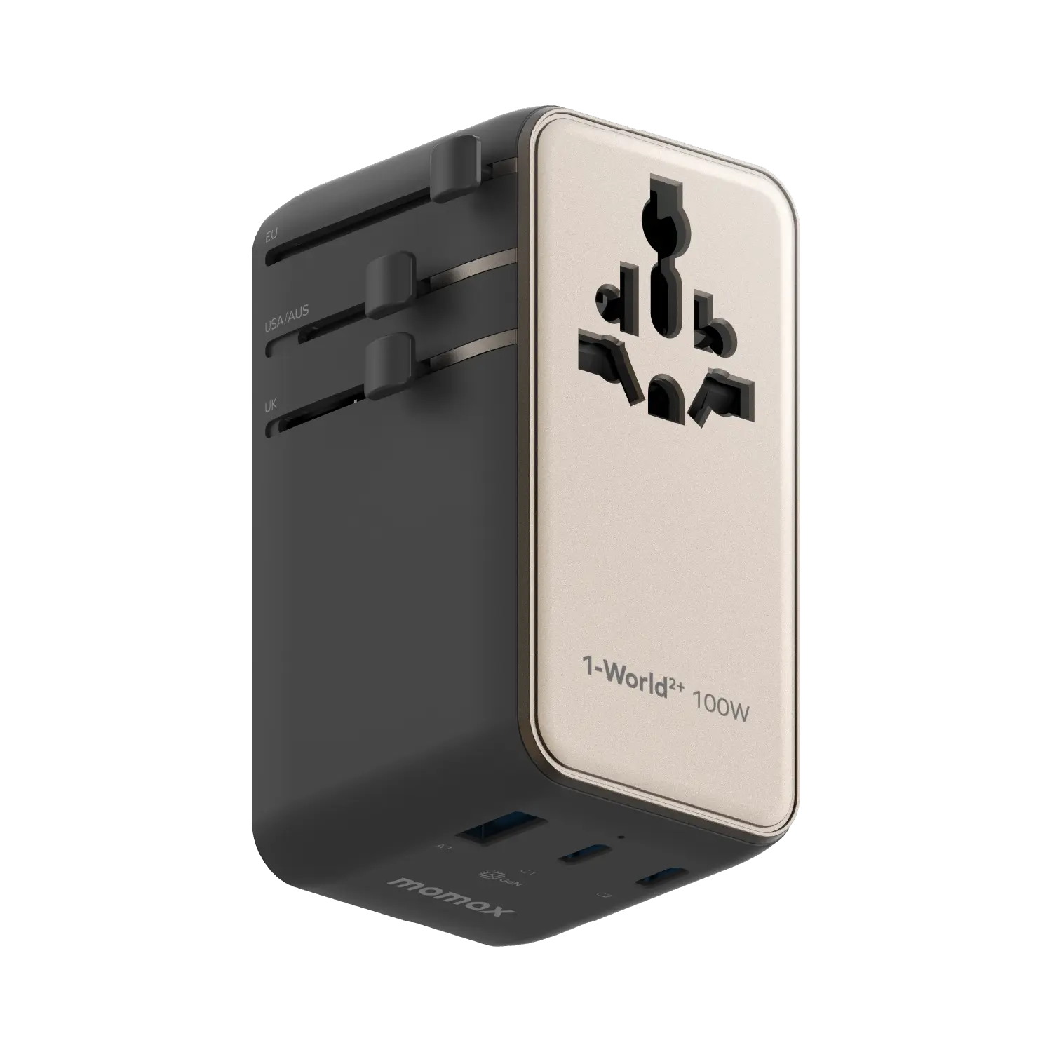 1-World²⁺ 4-Port Mini Universal Travel GaN Charger with Built-In Retractable Cable 100W with Dual AC - Image 4
