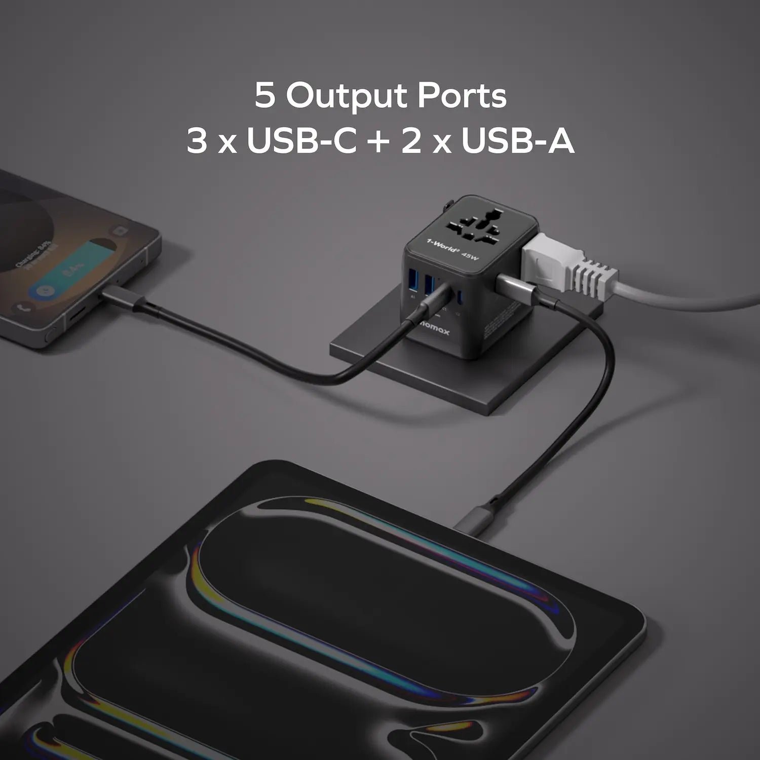 1-World²
45W 5-Port Dual AC Travel Adapter - Image 3
