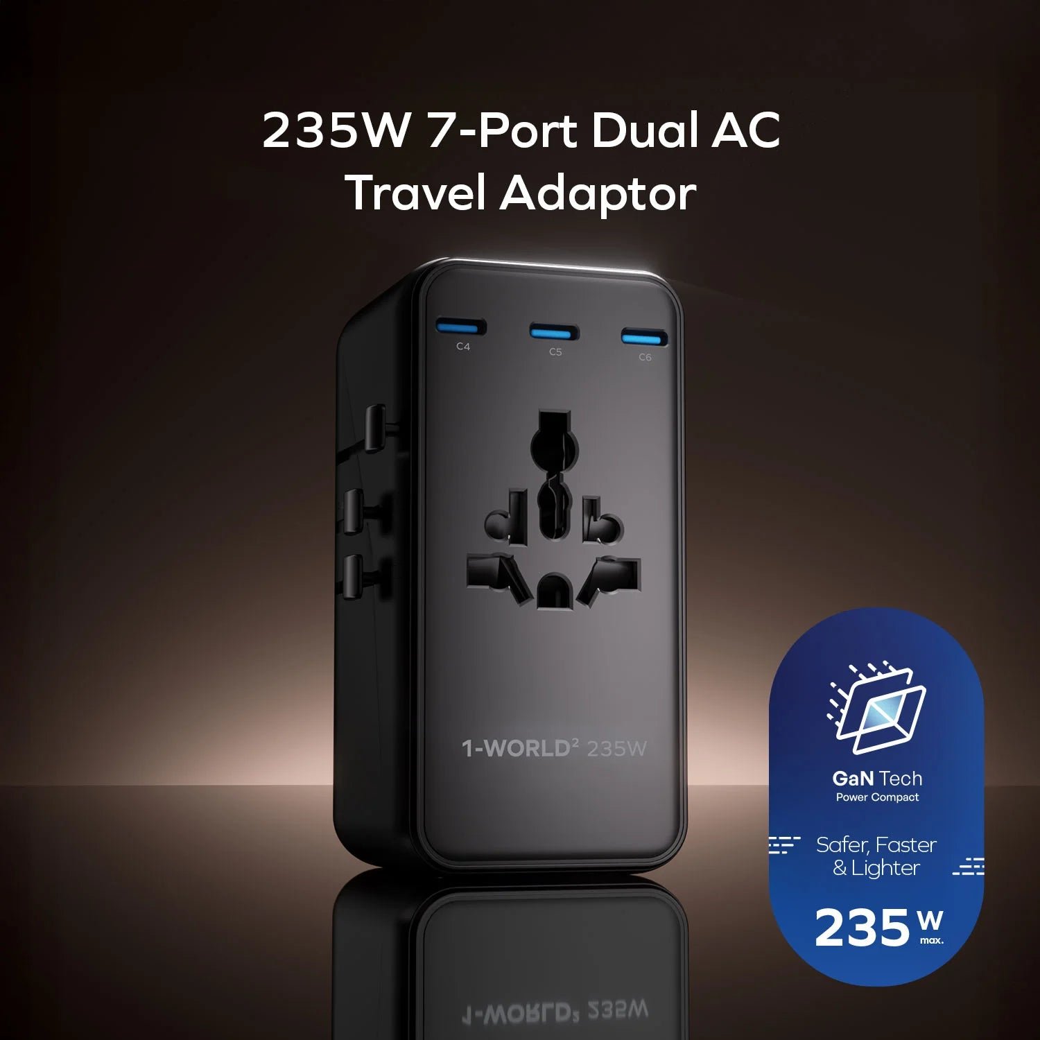 1-World² Dreamer 235 7-Port Dual AC Travel Adapter - Image 7