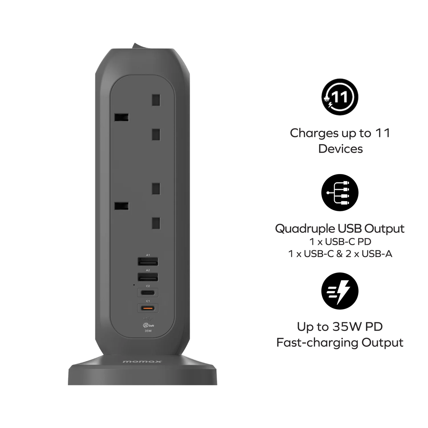 1-Plug
11-Outlet Power Strip With USB (PD 35W) - Image 5
