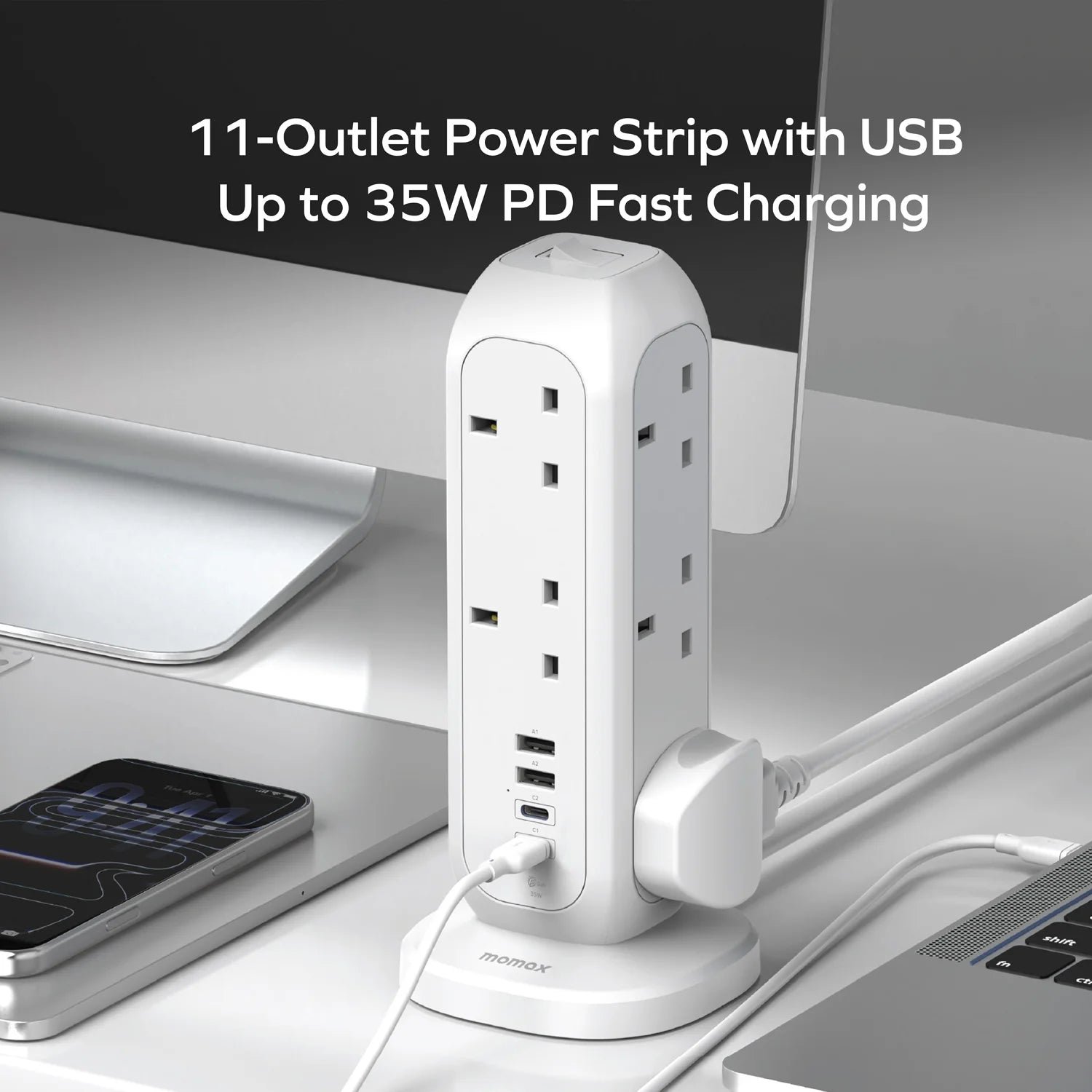 1-Plug
11-Outlet Power Strip With USB (PD 35W) - Image 6