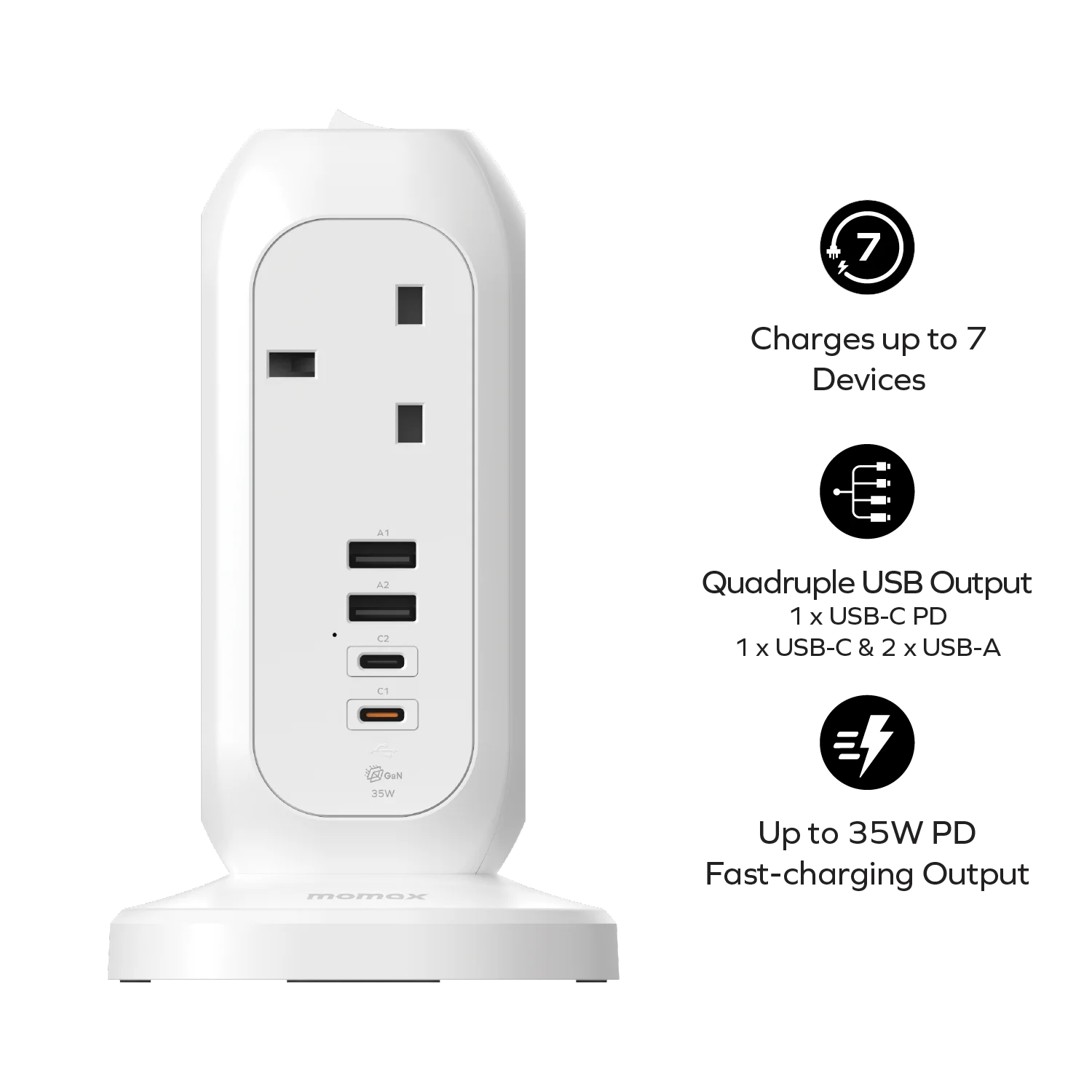 1-Plug 7-Outlet Power Strip With USB (PD 35W) - Image 5