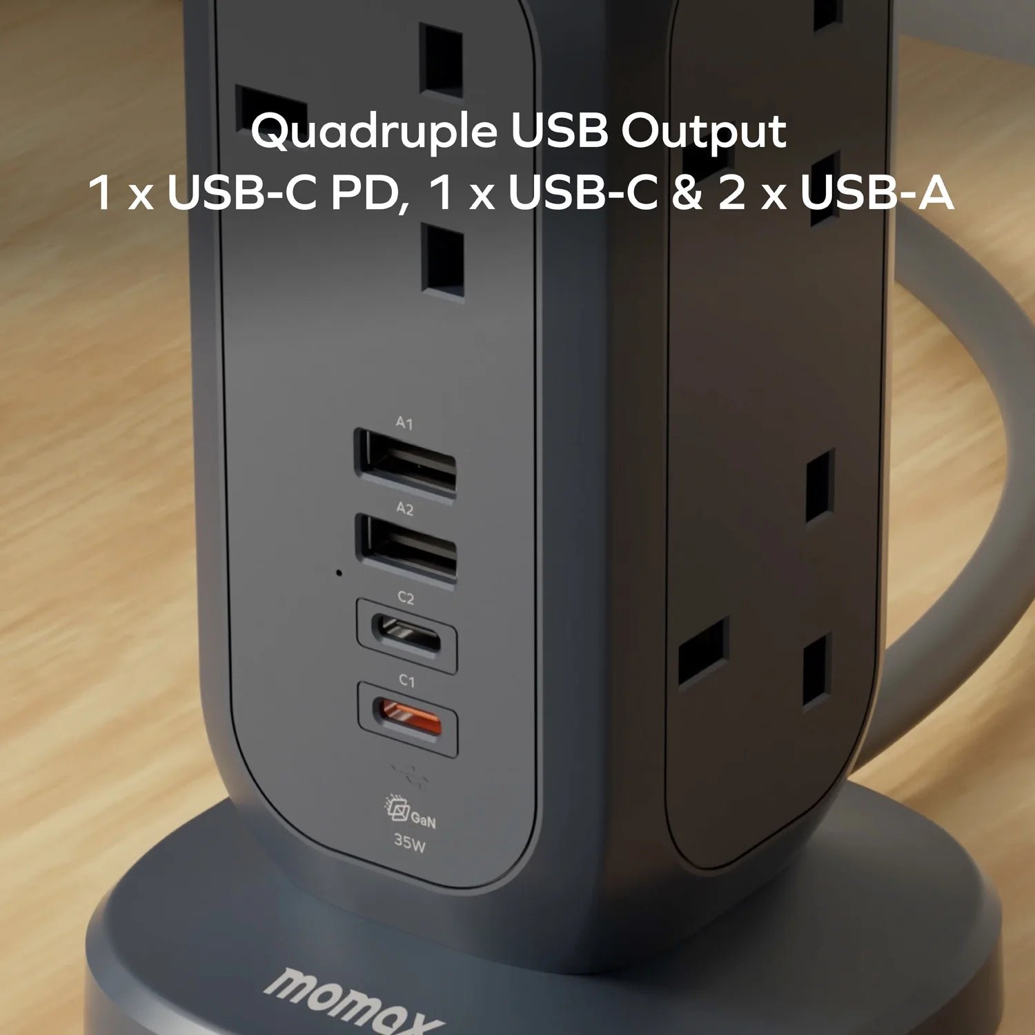 1-Plug 7-Outlet Power Strip With USB (PD 35W) - Image 7