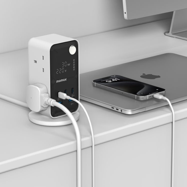 1-Charge Work Flow 6-Outlet GaN Power Tower 35W with USB Ports - Image 4