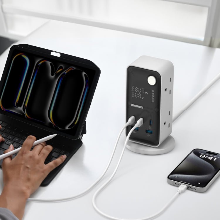 1-Charge Work Flow 6-Outlet GaN Power Tower 35W with USB Ports - Image 6