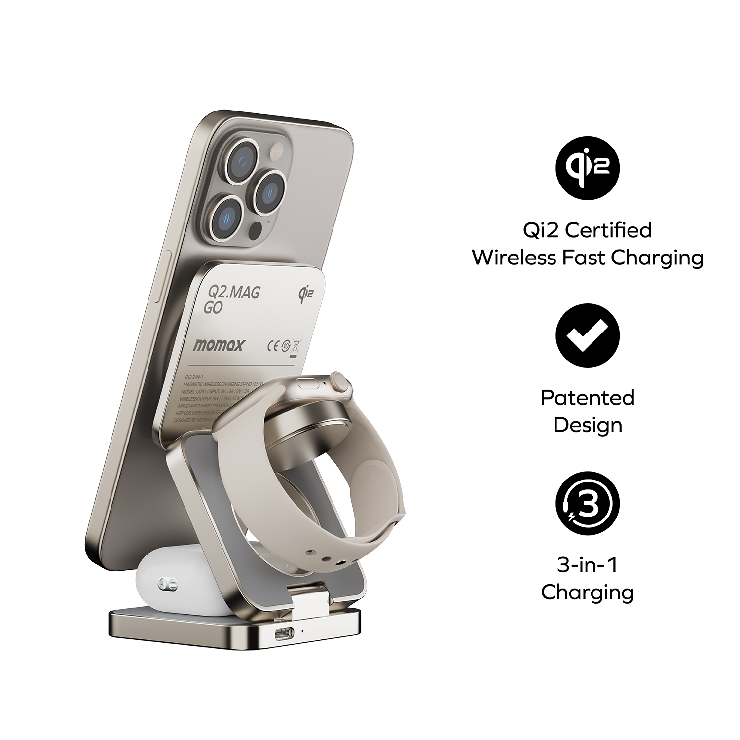 Q2.Mag 3-in-1 Foldable Qi2 15W Magnetic Wireless Charging Stand - Image 4